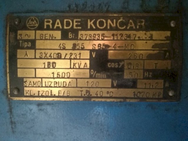 Agregat za struju 180Kwa