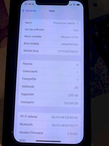 Iphone 12 PRO / 256 GB / garancija / bez tragova