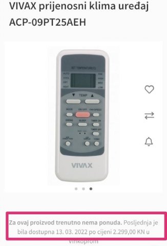 Vivax ACP-09PT25AEH mobilni klima uređaj