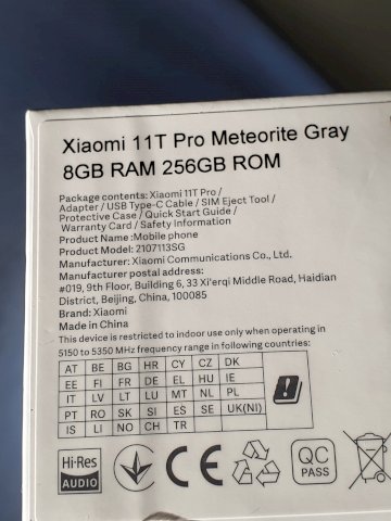 xiaomi   11T PRO  256 GB 5G